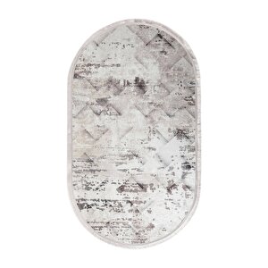 Halı Bej Cool K1280 Yıkanabilir Saçaklı Oval Kesme Ince Yolluk Kilim Salon Halısı Modeli