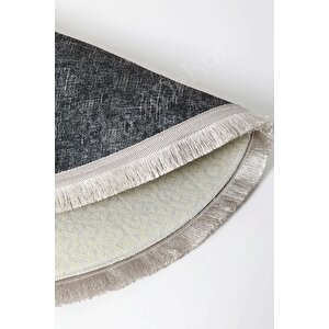 Halı Antrasit Cool K1290 Saçaklı Oval Kesme Ince Yolluk Kilim Salon Halısı Modelleri