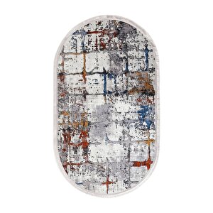 Halı Multi Cool Ky7005 Saçaklı Oval Kaymaz Kesme Ince Yolluk Kilim Salon Halısı Modelleri 120x180 cm