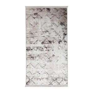 Halı Bej Cool K1280 Yıkanabilir Saçaklı Kesme Ince Yolluk Kilim Salon Halısı Modelleri 120x180 cm