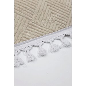 Halı Cool Krem Pramit Yıkanabilir Saçaklı Kesme Ince Yolluk Kilim Salon Halısı Modelleri 120x180 cm