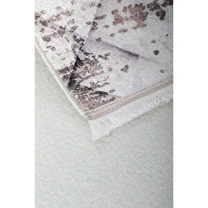 Halı Bej Cool K1280 Yıkanabilir Saçaklı Kesme Ince Yolluk Kilim Salon Halısı Modelleri