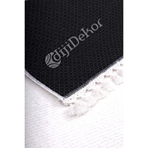 Pamuklu Beyaz Bohem Saçaklı Koridor Oturma Odası Ve Salon Halısı