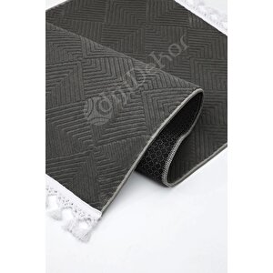 Halı Cool Antrasit Pramit Kaymaz Yıkanabilir Saçaklı Yolluk Kilim Salon Halısı Modelleri