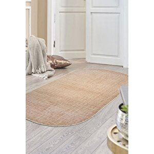 Halı Vizon Stylish Yıkanabilir Saçaksız Oval Kesme Ince Yolluk Kilim Salon Halısı Modeli 120x180 cm