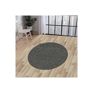 K1290 Antrasit Saçaksız Dijital Yuvarlak Halı Kaymaz Yıkanabilir Mutfak Salon Halısı 150x150 cm