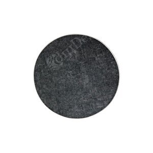 K1290 Antrasit Saçaksız Dijital Yuvarlak Halı Kaymaz Yıkanabilir Mutfak Salon Halısı 150x150 cm