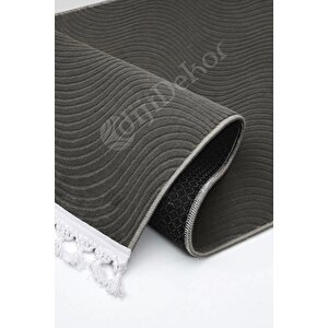 Halı Cool Antrasit Sahra Kaymaz Yıkanabilir Saçaklı Kare Yolluk Salon Halısı Modelleri