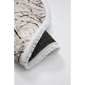 Halı Vizon Cool Karo Yıkanabilir Yuvarlak Saçaklı Ince Yolluk Kilim Salon Halısı Modeli 120x180 cm