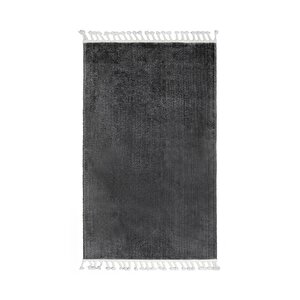 Koyu Gri Post Dokuma Halı Saçaklı Peluş Yumuşacık Kaymaz Antibakteriyel 150x200 cm
