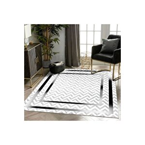 Halı Gri K0470 Yıkanabilir Saçaksız Ince Yolluk Kilim Salon Halısı Modelleri 120x180 cm