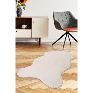 Peluş Halı Açık Vizon Cool Yıkanabilir Şekilli Post Yolluk Kilim Salon Halısı Modeli 80x120 cm