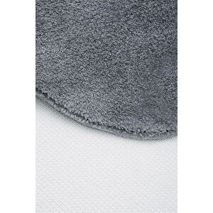 Peluş Halı Koyu Gri Cool Yıkanabilir Oval Kesme Post Yolluk Kilim Salon Halısı Modelleri