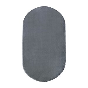 Peluş Halı Koyu Gri Cool Yıkanabilir Oval Kesme Post Yolluk Kilim Salon Halısı Modelleri 160x300 cm