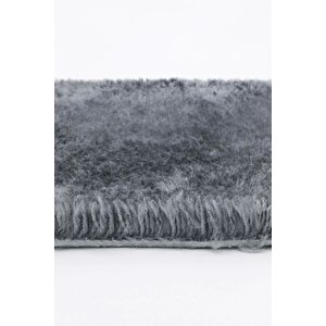 Peluş Halı Koyu Gri Cool Yıkanabilir Oval Kesme Post Yolluk Kilim Salon Halısı Modelleri 160x300 cm