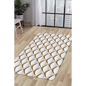 Halı Gold Cool Ky7059 Yıkanabilir Saçaksız Kesme Ince Yolluk Kilim Salon Halısı Modelleri 100x550 cm