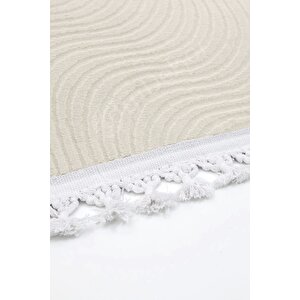 Halı Krem Sahra Yıkanabilir Saçaklı Kaymaz Kesme Ince Yolluk Kilim Salon Halısı Modelleri 150x550 cm