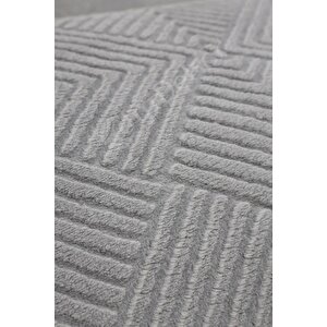 Halı Cool Gri Pramit Desenli Yıkanabilir Saçaklı Oval Yolluk Kilim Salon Halısı Modelleri 140x900 cm