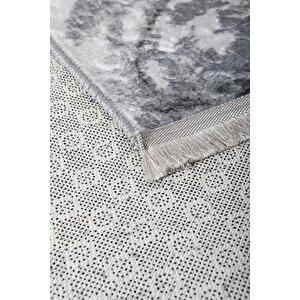 Halı Antrasit Cool Yıkanabilir Saçaklı Kaymaz Delüxe Yolluk Kilim Salon Halısı Modelleri