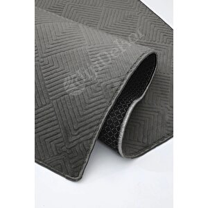 Halı Cool Antrasit Pramit Desenli Kaymaz Yıkanabilir Yolluk Kilim Salon Halısı Modelleri