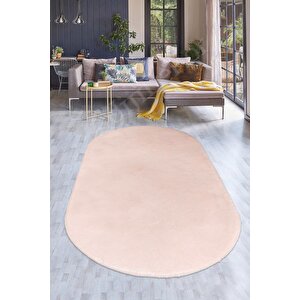 Peluş Halı Pembe Cool Yıkanabilir Oval Post Kesme Yolluk Kilim Salon Halısı Modelleri 160x450 cm