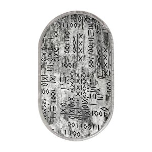 Halı Gri Iskandinav Yıkanabilir Saçaklı Oval Delüxe Yolluk Kilim Salon Halısı Modelleri 60x100 cm