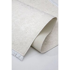 Halı Krem Cool Janjanlı Saçaklı Kaymaz Kesme Ince Yolluk Kilim Salon Halısı Modelleri 80x700 cm