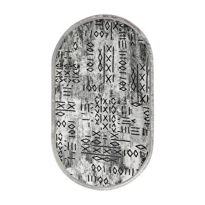 Halı Gri Iskandinav Yıkanabilir Saçaklı Oval Delüxe Yolluk Kilim Salon Halısı Modelleri 150x200 cm
