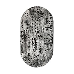 Halı Gri Iskandinav Yıkanabilir Saçaksız Oval Delüxe Yolluk Kilim Salon Halısı Modelleri 120x300 cm