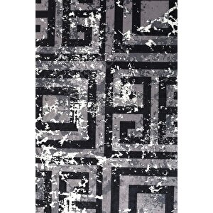 Halı Siyah Cool K1320 Saçaklı Oval Kaymaz Kesme Ince Yolluk Kilim Salon Halısı Modelleri