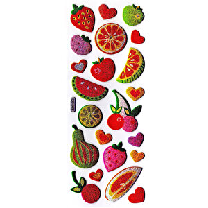Sticker Kabartmalı Sticker Defter, Planlayıcı Etiket (cb389) 16x7 Cm- Meyveler