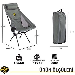 Funky Chairs Sky Ultralight Katlanabilir Kamp Sandalyesi - Gri