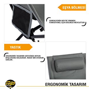 Funky Chairs Sky Ultralight Katlanabilir Kamp Sandalyesi - Gri