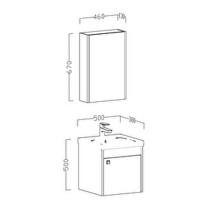 Ceylan 50 Cm Banyo Dolabı Seti Beyaz