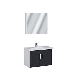 Retro 80 Cm Banyo Dolabı Seti Antrasit