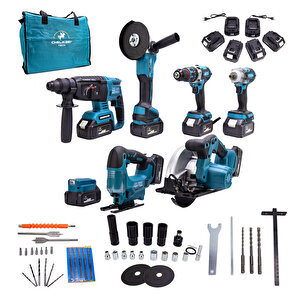Yedi̇li̇ Set (powerbank&led+ Ş.hilti+ş.spral+s.sıkma+13mm Ç.mandren+ş.dekupaj+sunta Kesme)