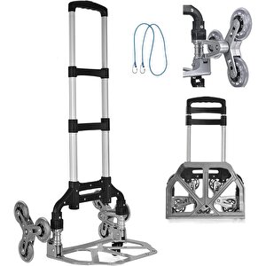 Pro Seri 6 Tekerli 80kg Kapasiteli Merdiven Çıkabilen Katlanır Taşıma Arabası Koli Yük Paket Aracı