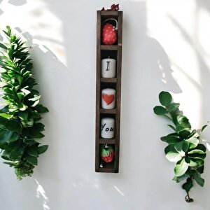 Çok Amaçli Lüks Asilabi̇li̇r Ahşap Duvar Rafi  5 Gözlü