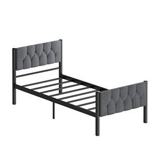 Karyola, Stil Metal Karyola, 90x200 Cm, Kapitone İşlemeli Karyola