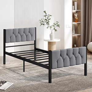 Karyola, Stil Metal Karyola, 90x190 Cm, Kapitone İşlemeli Karyola
