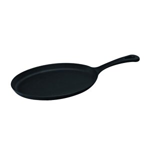 Döküm Oval Fajita Tavası Ölçü 17x23 Cm Döküm Demir Yekpare Saplı
