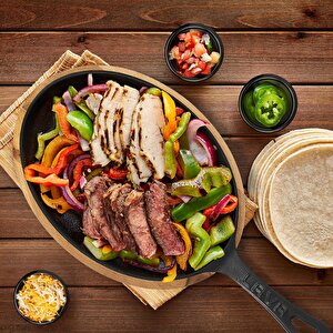 Döküm Oval Fajita Tavası Ölçü 17x23 Cm Döküm Demir Yekpare Saplı