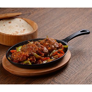 Döküm Oval Fajita Tavası Ölçü 17x23 Cm Döküm Demir Yekpare Saplı