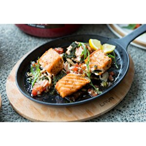 Lava Döküm Oval Fajita Tavası Ölçü 17x23 Cm Döküm Demir Yekpare Saplı