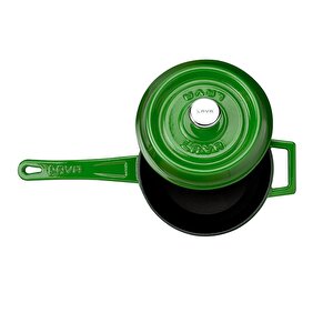 Döküm Yuvarlak Sos Tenceresi. Döküm Demir Yekpare Saplı Trendy Serisi Çap(ø18 Cm. - Yeşil