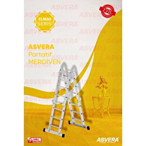 Elmas Serisi - 370 Cm Çok Amaçlı Merdiven - Alüminyum - Yerli Üretim