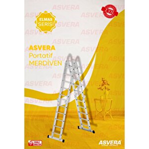 Elmas Serisi - 580 Cm Çok Amaçlı Merdiven - Alüminyum - Yerli Üretim