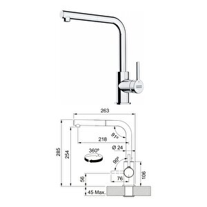 Maris Mrx 110-45 Eviye, Lina Spiralli Inox Armatür Seti