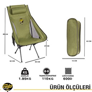 Funky Chairs Sky Ultralight Katlanabilir Kamp Sandalyesi - Haki