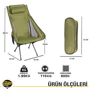 Funky Chairs Sky Ultralight Katlanabilir Kamp Sandalyesi - Haki